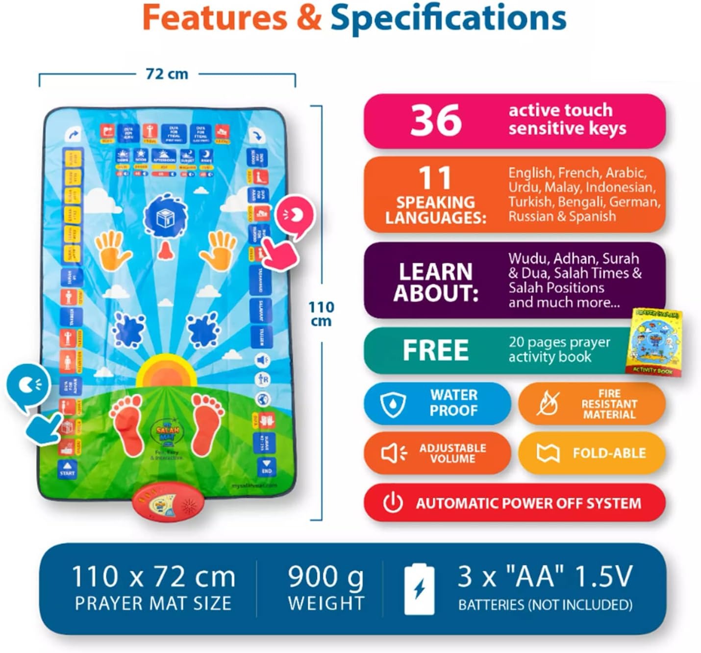 Islamic Smart Prayer Mat for Children & Adult
