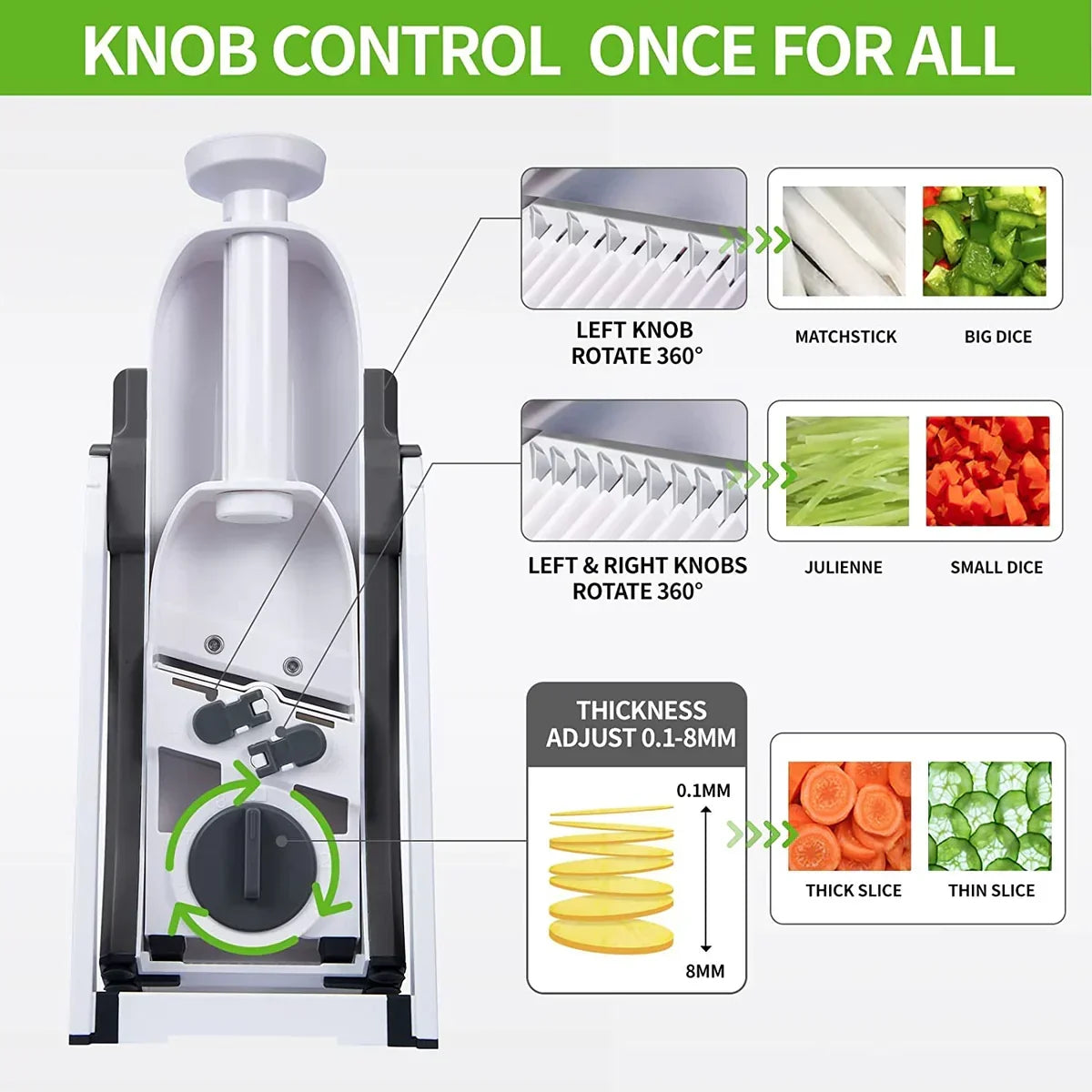 Adjustable Vegetable Cutter, 4-in-1 Mandoline