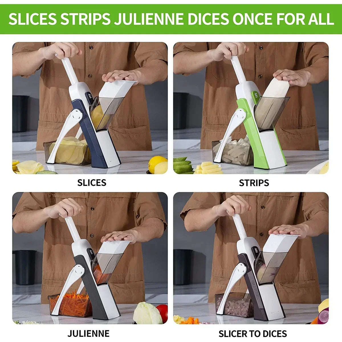 Adjustable Vegetable Cutter, 4-in-1 Mandoline